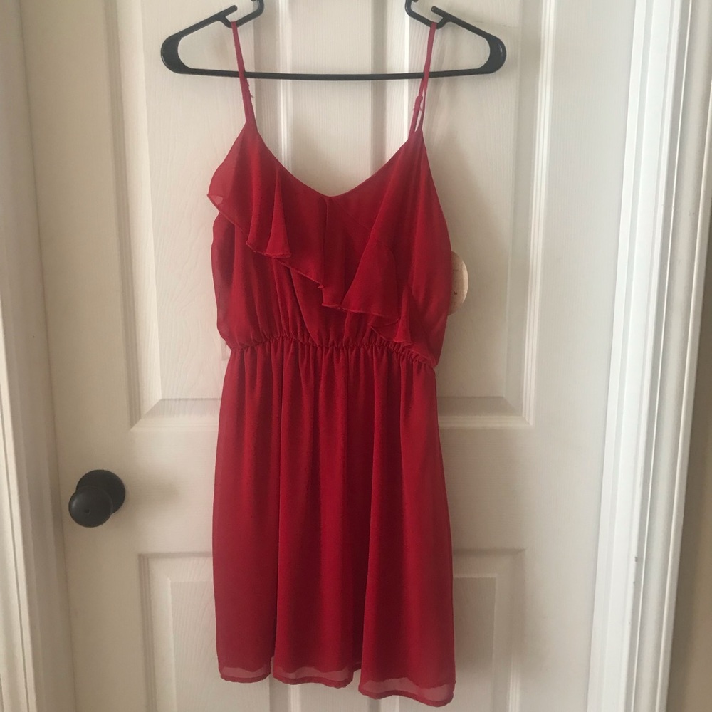 Red Ruffle Dress - Picture 2 of 4